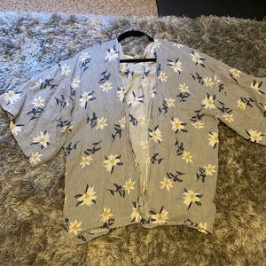 Striped floral kimono